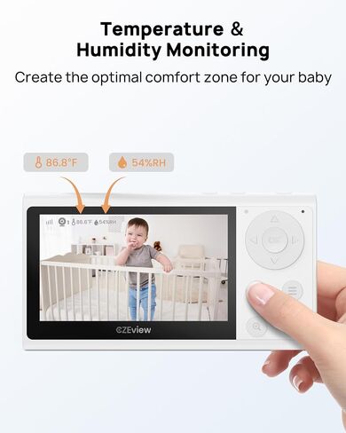 Video Baby Monitor, 2K WiFi Baby Camera Via Screen and App Control,Indoor Pet Camera,Night Vision,Lullabies,Cry Detection,Motion Detection,Temp & Humidity Sensor,Two Way Talk (lvory White) in Saudi Arabia