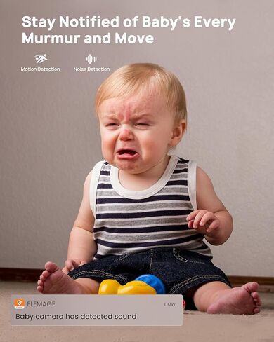 Video Baby Monitor, 2K WiFi Baby Camera Via Screen and App Control,Indoor Pet Camera,Night Vision,Lullabies,Cry Detection,Motion Detection,Temp & Humidity Sensor,Two Way Talk (lvory White) in Kuwait