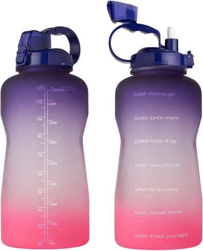 Half Gallon Water Bottle with Straw and Motivational Time Marker Large Capacity Leakproof BPA Free Fitness Sports Water jug in Saudi Arabia