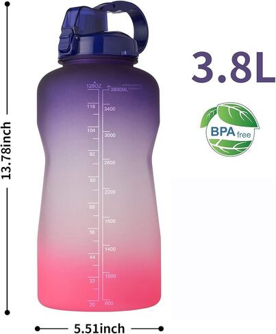 Half Gallon Water Bottle with Straw and Motivational Time Marker Large Capacity Leakproof BPA Free Fitness Sports Water jug in Saudi Arabia