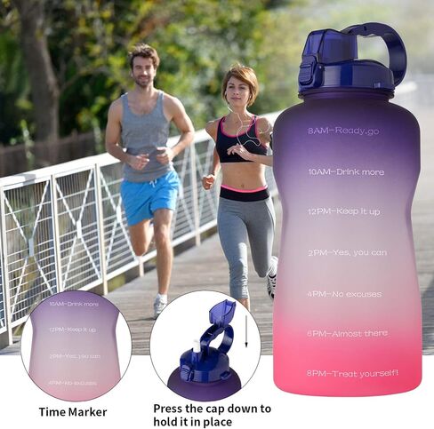 Half Gallon Water Bottle with Straw and Motivational Time Marker Large Capacity Leakproof BPA Free Fitness Sports Water jug in Saudi Arabia