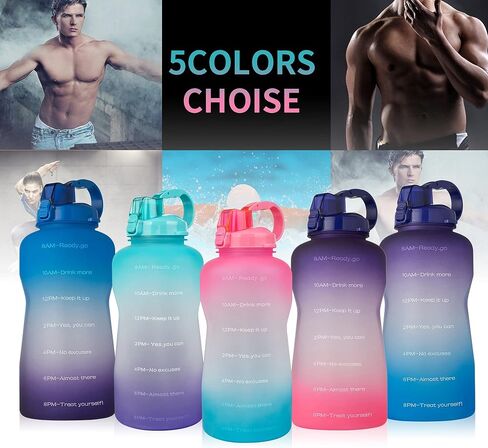 Half Gallon Water Bottle with Straw and Motivational Time Marker Large Capacity Leakproof BPA Free Fitness Sports Water jug in Saudi Arabia