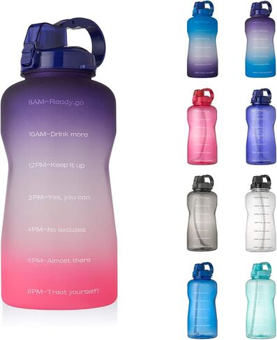 Half Gallon Water Bottle with Straw and Motivational Time Marker Large Capacity Leakproof BPA Free Fitness Sports Water jug in Saudi Arabia