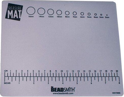 The Beadsmith Non-Slip Treasure Mat, 12.5 x 9.25 inches, non-slip rubber base with soft padded surface, laser printed measurements in both inches and centimetres, Boxed, Hangable Retail Put Up in Saudi Arabia