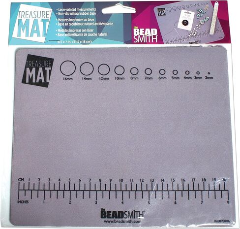 The Beadsmith Non-Slip Treasure Mat, 12.5 x 9.25 inches, non-slip rubber base with soft padded surface, laser printed measurements in both inches and centimetres, Boxed, Hangable Retail Put Up in Saudi Arabia