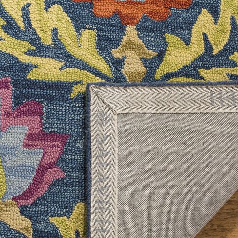 سجادة عداء من مجموعة SAFAVIEH Suzani - 2'3" x 12'، زرقاء ومتعددة، صوف بوهو معقوف يدويًا، مثالية للمناطق ذات حركة المرور العالية في غرفة المعيشة وغرفة النوم (SZN312A) in Saudi Arabia
