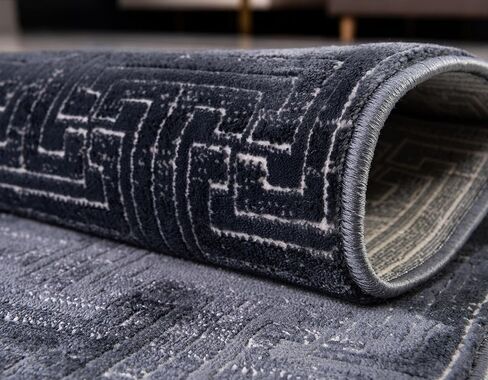 مجموعة Loom Uptown الفريدة من نوعها من مجموعة Jill Zarin Collection سجادة عداء حديثة هندسية صلبة (2' 2 × 6' 0) أزرق داكن/عاجي in Saudi Arabia