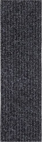 Ottomanson Scrabe Rib Collection Waterproof Non-Slip Rubberback Solid Design 8" x 30" Indoor/Outdoor Stair Treads, 7 Pack, Black in Saudi Arabia