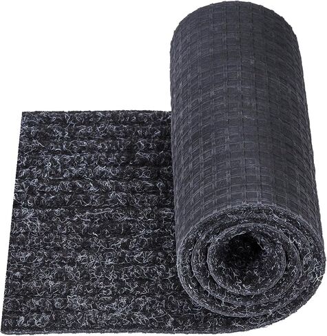 Ottomanson Scrabe Rib Collection Waterproof Non-Slip Rubberback Solid Design 8" x 30" Indoor/Outdoor Stair Treads, 7 Pack, Black in Saudi Arabia