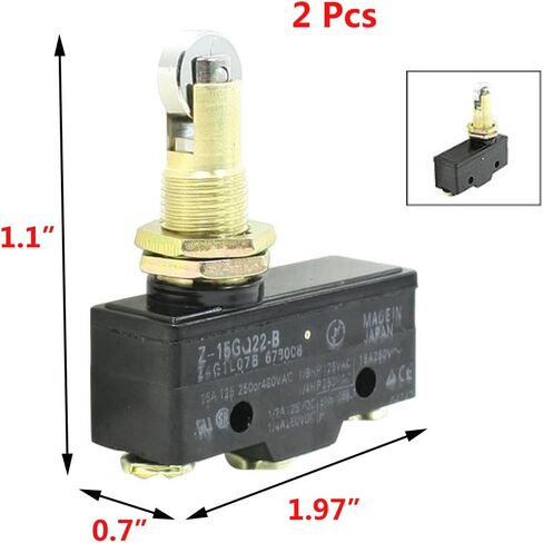 YXQ 2Pcs NO NC Limit Switch 3 Screw Terminals Panel Mount Roller Plunger Basic Z-15GQ22-B in Saudi Arabia