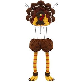 Turkey Thanksgiving Head Tail Legs plush wreath embellishment kit (2 pieces, 27" tall) : HH2020