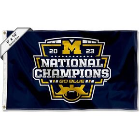 College Flags & Banners Co. Michigan Team University Wolverines 6x10 Feet 2023 Football National Championship Large Flag