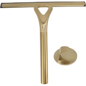 Tissting 8.9x8.7inch Gold Stainless Steel Shower Squeegee Window Squeegee with Hanging Hook Glass Wiper Squeegeer Cleaning Tool for Clean Ceramic Tile,Shower Door, Mirror,Window,Car Glass,Table Top