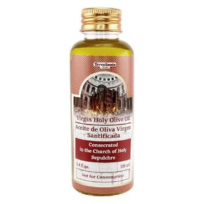 Blessed Biblical Holy Virgin Olive Oil Bottle from Jerusalem Holy Land for Prayer Consecrated in Church of the Holy Sepulcher Christian Gift 100ml/3.4fl.oz.