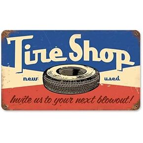 Metal Tin Signs Wall Decor Retro Tire Shop Indoor Pub Home Man Cave Beer Garage 12 x 8 Inch