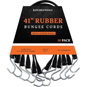 21" Inch 25 Pack Rubber Bungee Cords with Metal Hooks for Flatbed Trucks- Heavy Duty Tarp Tie Down Straps