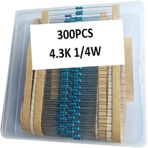 4.3k 1/4W, 4.3k 1/4W, 4.3k ohm, 4.3k 1/4W, 4.3kresistor, 4.3k ohm resistor, 4.3k ohm Metal resistor, 4.3k Metal Film resistors 1/4w(0.25w) 1% tolerance 0.01 MF Metal Film Fixed Resistor 300 pcs