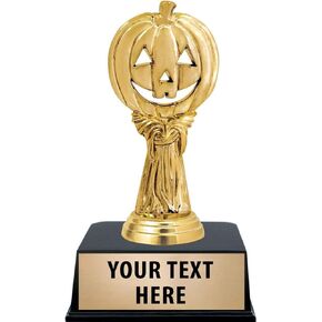 Crown Awards Halloween Trophies with Custom Engraving, 6" Personalized Pumpkin Harvest Trophy On Black Base Prime