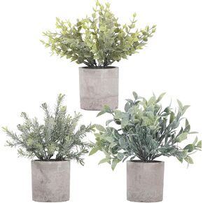 3 Pack Mini Potted Artificial Potted Plants Mini Fake Eucalyptus Greenery in Pots for Home Decor Office Desk Shower Room Decoration