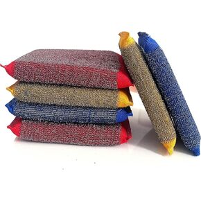 Steel Wool Sponges for Kitchen - Kitchen Scrubbers Dish Sponges, Non-Scratch Microfiber sponges for Cleaning, Pots and Pans Scrub Sponge(6 Pack)