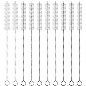 Straw Cleaner Brush for Stanley, 10 Pcs Reusable 8"" Long Straw Cleaner for 40/30/20 oz Stanley Mug, Drinking Straw Cleaning Brush for Sippy Cup, Water Bottle and Tubes, Silver