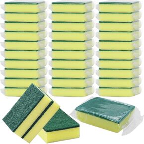 30 Pack Kitchen Sponges Individually Wrapped, Non-Scratch Scouring Pads Bulk Scrub Sponges for Cleaning Kitchen and Household, Car, Dish Sponge for Apartments Hotel