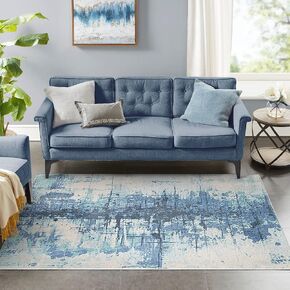 Area Rugs 5.2' x6.5' Abstract Rug Distressed Non-Slip Rug for Living Room Bedroom Carpet Indoor Home Rug Floor Mat, Ink Blue in Saudi Arabia