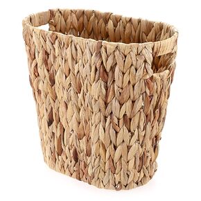 Sumnacon Wicker Trash Can Water Hyacinth Wicker Waste Basket with Handle Space-Saving Oval Bathroom Trash Can for Wastepaper,Magazine,Toy Multiple Garbage Can for Bedroom,Living Room,Kitchen,Office