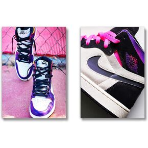 Generic Sneaker Posters (UNFRAMED 12 x 16 Set of 2) Hypebeast Wall Art Shoe Decor Sneakerhead Room Decor Air AJ Teen Girl Room Girl Room Wall Art Prints - Pink and Purple