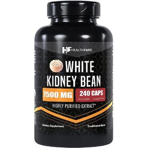 White Kidney Bean Extract | 7,500 mg | 240 Capsules | Potent Formula | Non-GMO & Gluten Free | Organic | Made in The USA