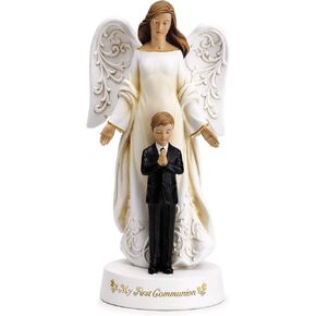 Joseph's Studio by Roman - Angel with Praying Boy My First Communion Figure, 7.75" H, Resin and Stone, Tabletop or Desk Display, Decorative, Collection, Durable, Long Lasting