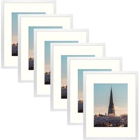 AUEAR 11x14 Picture Frames Set of 6, Matted to 8x10 or 11 by 14 without Mat, Gallery Wall Photo Frame with Glass, Vertical & Horizontal Display (6 Pack, Black)