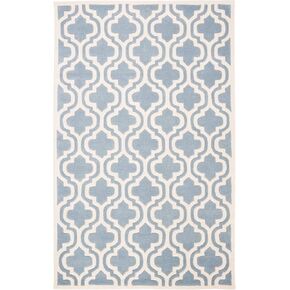 SAFAVIEH Chatham Collection 5' x 8' Blue/Ivory CHT727B Handmade Geometric Premium Wool Area Rug