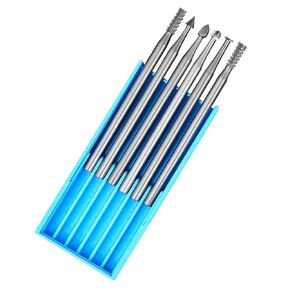 Culiau 6 Pcs Tungsten Steel Wood Carving Drill Bits – 3/32 Inch Shank Engraving Bits (2.35mm) for Rotary Tools, Compatible with Engraving Pen – Ideal for Precision Wood Engraving and Crafting Projects