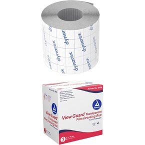 Dynarex View Guard Transparent Film Dressing Rolls | 2" x 11 yds, 1 Roll | Non-Sterile Clear Medical Tape for Wound Dressing - Tattoo Bandages and Wound Cover