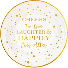 50 قطعة من أطباق Crisky Cheers to Love الذهبية لحفلات الزفاف، وحفلات الزفاف، والخطوبة، وديكورات حفلات العزوبية، والحلوى، والبوفيه، وأطباق الكيك للاستعمال مرة واحدة، ومستلزمات الحفلات، طبق مقاس 9 بوصات in Kuwait