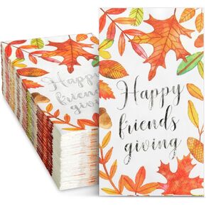Sparkle and Bash 50-Pack White Thanksgiving Paper Napkins for Friendsgiving Party (7.9x4.4 in)