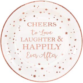 Crisky 50 Counts Cheers to Love Gold Plates for Bridal Shower, Wedding, Engagement, Bachelorett Party Decorations, Dessert, Buffet, Cake Disposable Plates Party Supples, 9" Plate
