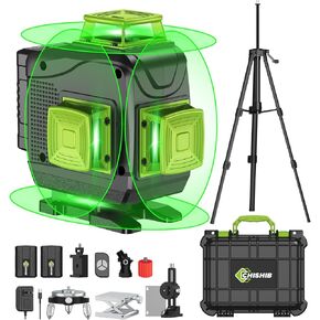 16 Lines Green Laser Level Kit -4x360° 4D Self-Leveling Cross Line Laser Level, Rotary Base and Accessories for Construction, Home Improvement and Picture Hanging,Portable Hard Carry Case Included…