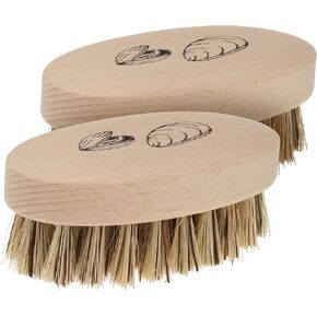 REDECKER Mussel Brush with Beechwood Handle, 3-3/4-Inches, Set of 2 - Brush for Scrubbing Mussels