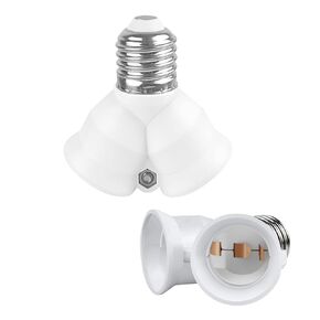 2 in 1 E26 Socket Splitter Adapter, E26 Standard Medium Base Bulbs in 1 Socket Y-Shape Lamp Holder Converter, Maximum 200W and 165℃ Heat Resistant Light Bulb Splitter (E26/E27 Socket Splitter Adapter)