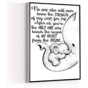 WALL PRINTS ,artwork for home walls ,No One Else Will Ever Know The Strength Of My Love For You,Mother and Baby Elephant Personalized Poster,8''x12'' Framed Modern Canvas Wall Art,