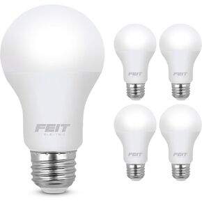 Feit Electric A19 LED Light Bulbs, 40W Equivalent, Non Dimmable, 450 Lumens, E26 Standard Base, 2700k Soft White, 80 CRI, 10 Year Lifetime, Energy Efficient, 4 Pack, A450/827/10KLED/4