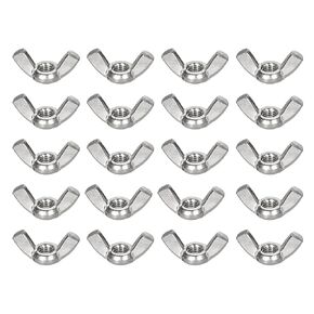 uxcell #10-24 Wing Nut 50 Pcs, 304 Stainless Steel Butterfly Wing Nuts Fasteners Parts Hand Twist Tighten Wing Nuts for Machinery Electronic Equipment DIY, Silver