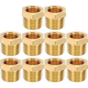 PATIKIL Brass Hex Bushing, 2Pcs 1/4" NPT Female x 1" NPT Male Thread Brass Pipe Fittings Reducer Tubing Adapter Connector Hose Reducing for Water, Air, Oil, Gas Line