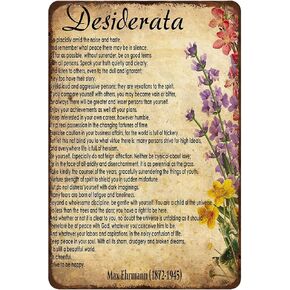 Mocozim Rustic Retro Metal Tin Sign Inspirational Poem Print Literary Poster Desiderata Art Motivational Wall Decor Inspirational Sign Vintage Home Poster 8x12inch