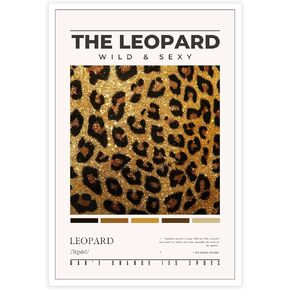 Bittiler Retro The Leopard African Wildlife Posters Trendy Preppy Typography Art Jungle Pattern Animal Feline Beauty Nature Prints For Home Bedroom Dorm Bar Cart Wall Decor 12x16in Unframed