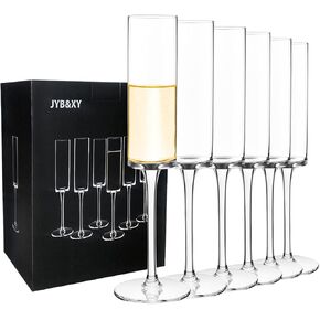 JYB&XY Set of 6 Crystal Champagne Flutes Champagne Glasses Hand Blown Classy Champagne Flutes 100％Lead Free Quality Sparkling Wine Stemware Set Dishwasher Safe 7oz… in Saudi Arabia