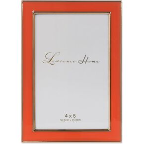 Lawrence Frames Metal and Enamel Picture Frame, Orange, 4x6