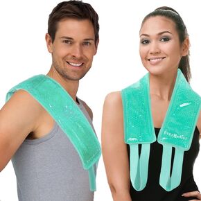 Neck Ice Pack Wrap by EverRelief - Hot or Cold Gel Bead Neck & Shoulder Therapy Wrap Supports Pain, Swelling & Soreness from Injury, Joint pain or Muscle Stiffness- Therapeutic Reusable Compress